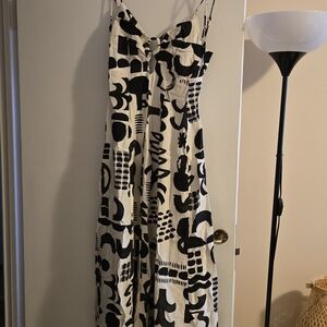 Zara Black and White Graphic Print Maxi Dress